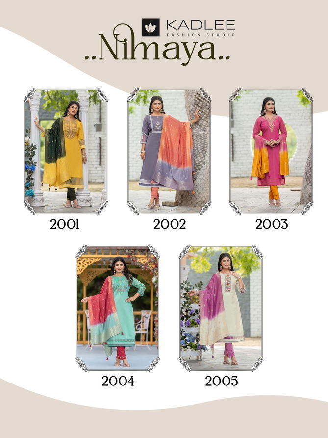 Nimaya By Kadlee Shimmer Designer Kurti With Bottom Dupatta Wholesale Shop In Surat
